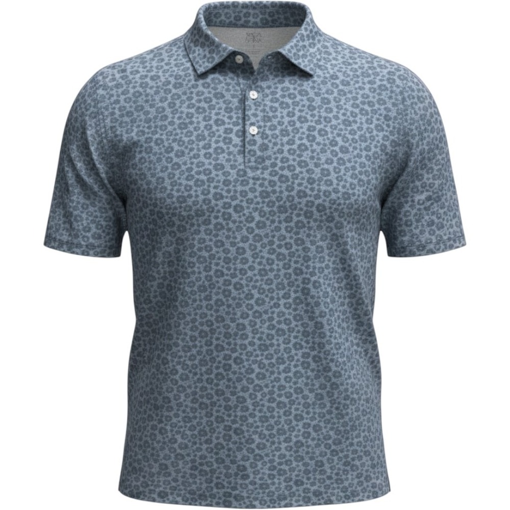 Jos A Bank Mens XL Traditional Fit Blue Floral Polo Shirt Short Sleeve Cotton